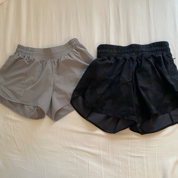 Lululemon Hotty Hot Low 4” Grey Track That Short 5” Camo Size 6 Liners CUT out - Picture 1 of 12